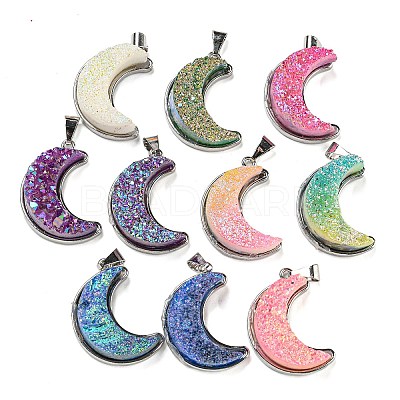 Eletroplated Natural Druzy Agate Pendants G-G131-02P-1