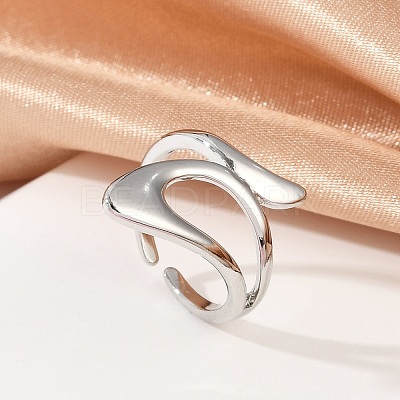 Hollow Triangle Brass Open Cuff Rings for Women RJEW-G343-13P-1