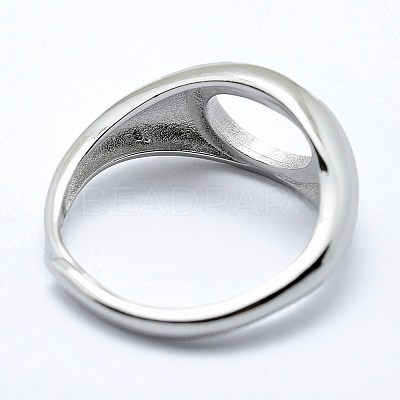 Anti-Tarnish Rhodium Plated 925 Sterling Silver Finger Ring Components STER-G027-02P-1