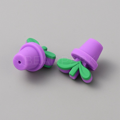 Leaf Pot Food Grade Eco-Friendly Silicone Beads SIL-WH0014-18H-1
