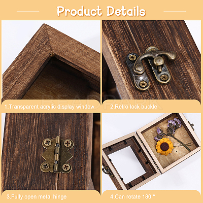 Square Wood Insect Display Case with White EVA Foam Mat Inside CON-WH0086-103A-1