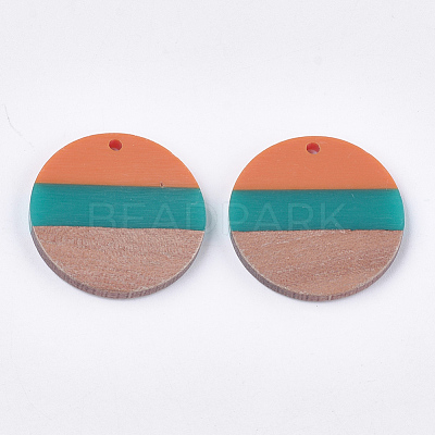 Tri-color Resin & Walnut Wood Pendants RESI-S358-78E-1