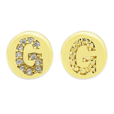Brass Micro Pave Clear Cubic Zirconia Beads KK-T030-LA843-GX3-1