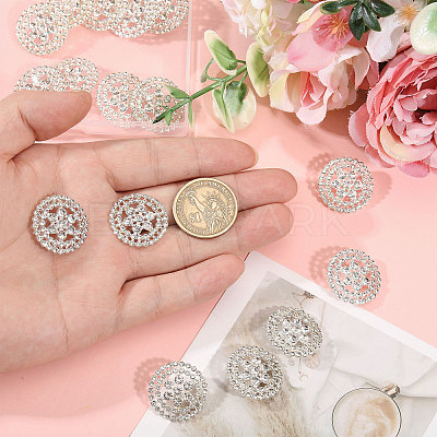 16Pcs  1-Hole Alloy Rhinestone Shank Buttons BUTT-CA0001-32-1