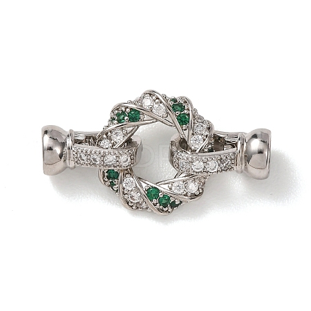 Brass Micro Pave Cubic Zirconia Fold Over Clasps KK-D259-05P-1
