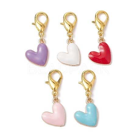 Heart Alloy Enamel Pendant Decoration HJEW-JM01491-1