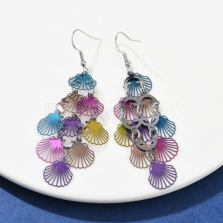 430 Stainless Steel Shell Shape Dangle Earrings EJEW-A137-03P-05-1