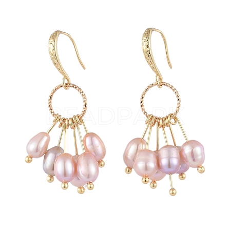 Natural Pearl Dangle Earrings EJEW-JE03908-1