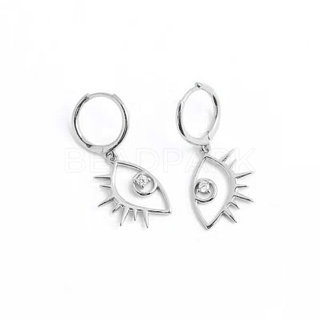 Fashionable S925 Silver Eyelash Eye Earrings for Daily Dating Wear EI6611-2-1