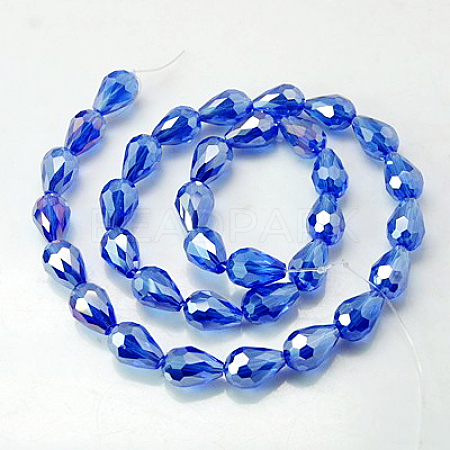 Electroplate Glass Beads Strands EGLA-D015-15x10mm-12-1