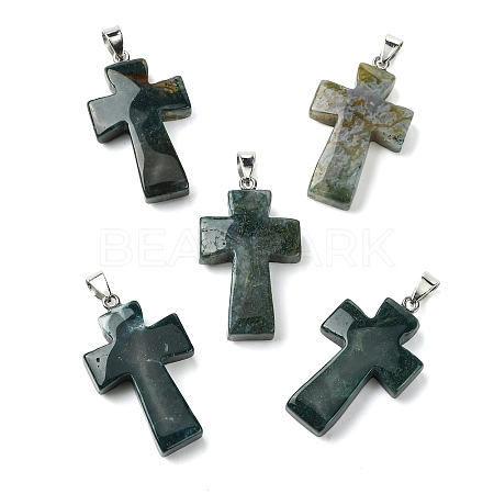 Natural Moss Agate Pendants GG-K002-11C-1