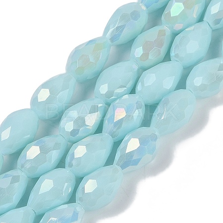 Opaque Solid Color Electroplate Glass Beads Strands EGLA-N013-P8mm-B11-1