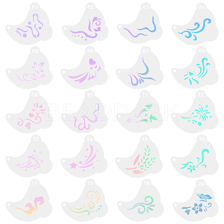 20Pcs PET Tattoo Stencil Templates AJEW-WH20141-12-1