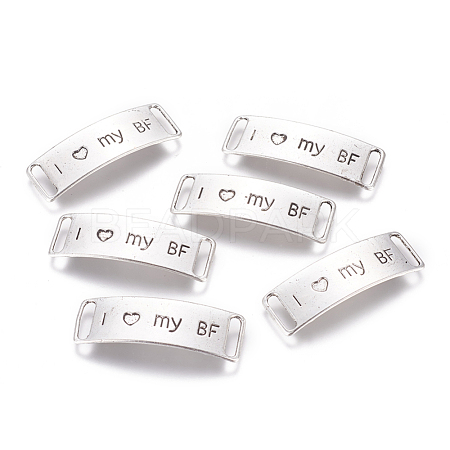 Tibetan Style Curved Rectangle with I Love My BF Alloy Links connectors X-TIBE-Q044-10AS-RS-1
