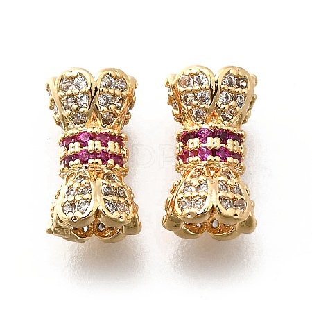 Brass Micro Pave Cubic Zirconia Beads KK-M318-22G-1