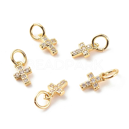 Brass Micro Pave Clear Cubic Zirconia Pendants X-ZIRC-P094-18G-RS-1