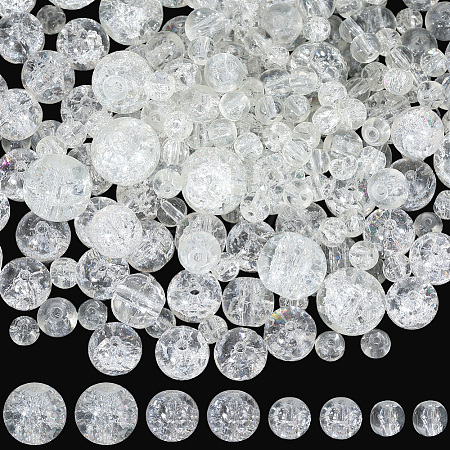 450Pcs 4 Styles Spray Painted Crackle Glass Beads CCG-PA0001-09A-1