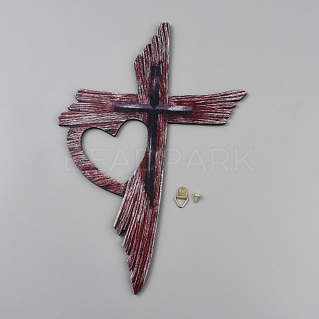 Wood Cross Wall Decorations HJEW-WH0108-007-1