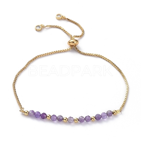 Adjustable Natural Amethyst Slider Bracelets BJEW-JB04929-04-1