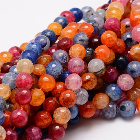 Dyed Natural Agate Faceted Round Beads Strands X-G-E320E-16mm-01-1