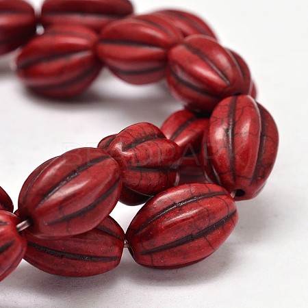 Oval Synthetic Turquoise Melon Bead Strands X-G-M150-04-1