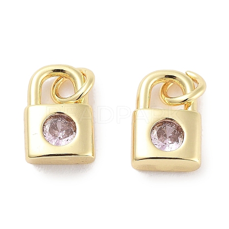 Brass Micro Pave Cubic Zirconia Charms KK-C051-13G-03-1