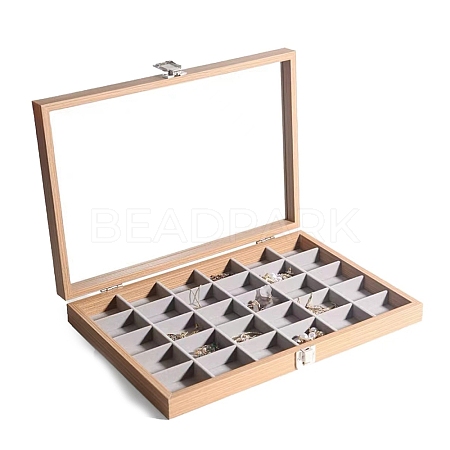 Rectangle Wooden Jewelry Presentation Boxes with 30 Compartments PW-WG90817-07-1