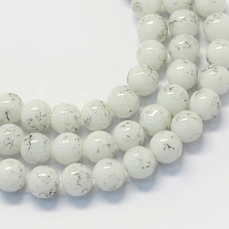 Baking Paint Glass Round Bead Strands DGLA-Q019-6mm-41-1