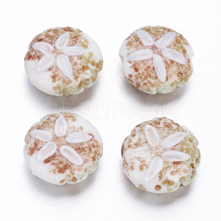 Ocean Style Flat Round Handmade Lampwork Beads LAMP-F006-20-1