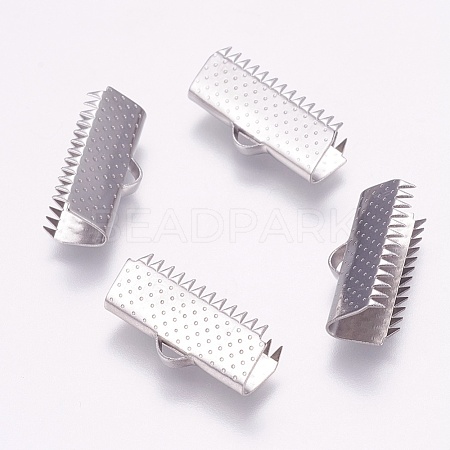 304 Stainless Steel Ribbon Crimp Ends X-STAS-K148-08P-F-1