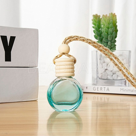 Empty Glass Perfume Bottle Pendants with Wood Cap PW-WG32648-03-1