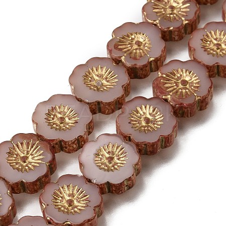 Picasso Baking Paint & Golden Metal Enlaced Glass Beads Strands GL-CBA98F0-04C-1