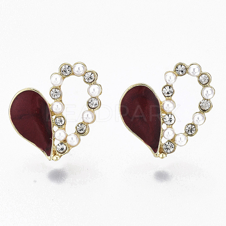 (Jewelry Parties Factory Sale)Heart Alloy Enamel Stud Earrings X-EJEW-N009-10C-1