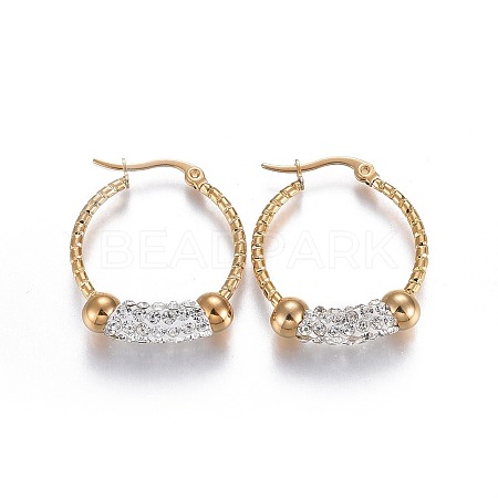 Golden Tone 304 Stainless Steel Hoop Earrings EJEW-L223-008G-1