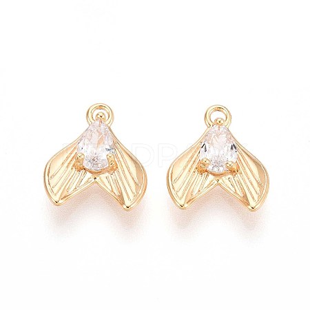 Brass Micro Pave Cubic Zirconia Pendants KK-T071-38G-1