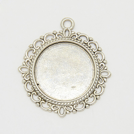 Zinc Alloy Pendant Settings for Cabochon & Rhinestone PALLOY-A15290-AS-FF-1
