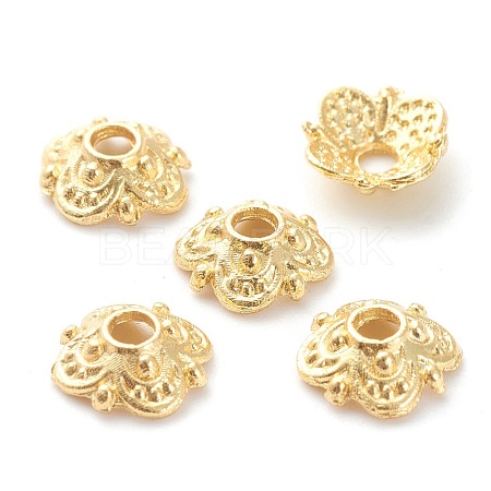 Rack Plating Alloy Flower Bead Caps KK-J277-03G-1