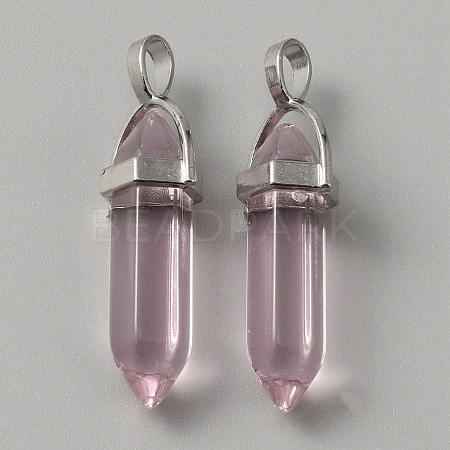 Glass Double Terminal Pointed Pendants G-WH0016-40B-1
