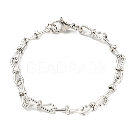 Non-Tarnish 304 Stainless Steel Bowknot Link Chain Bracelet BJEW-C042-06P-1