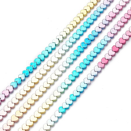Rainbow Color Electroplate Non-magnetic Synthetic Hematite Beads Strands X-G-L489-E01-1
