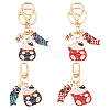 4Pcs 4 Styles Japanese Style Alloy Enamel Lucky Cat & Fish Pendant Keychain KEYC-GO0001-06-1