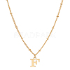 1Pc Brass Chain & 304 Stainless Steel Letter Pendant Necklaces NJEW-LP0001-35F-G-1