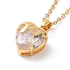 Cubic Zirconia Heart Pendant Necklace with 304 Stainless Steel Cable Chains for Women NJEW-H164-01B-2