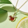 Apple Brass Micro Pave Cubic Zirconia with Natural Agate(Dyed) Pendants Necklaces NJEW-TA00154-2