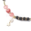 Natural Lava Rock & Gemstone Heart Beaded Necklace NJEW-JN03996-3
