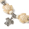 Starfish & Tortoise Synthetic Turquoise Beaded Stretch Bracelets & Dangle Earrings Kits SJEW-JS01311-01-3