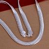 Popular Silver Color Plated Brass Flat Snake Chain Necklaces For Men NJEW-BB12844-3