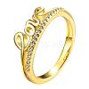 Word Love Real 18K Gold Plated Brass Cubic Zirconia Rings for Women RJEW-BB05427-7G-1