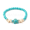 Synthetic Turquoise(Dyed) Starfish & Turtle Stretch Bracelet BJEW-JB07702-02-1