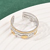 304 Stainless Steel Double Color Cuff Rings RJEW-S635-01GP-10-3
